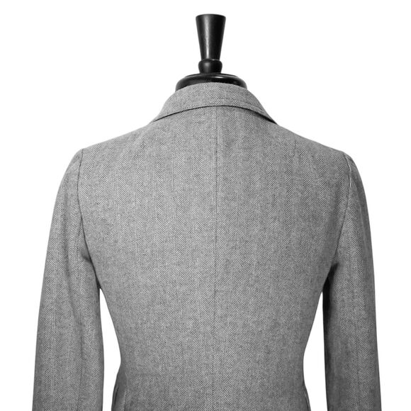 Banana Republic Women's Blazer Gray Wool Blend Herringbone Lined Suit Jacket 00P - Picture 8 of 10